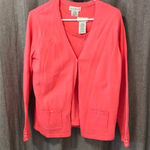 Cute sweater cardigan & camisole!  Coral in color!